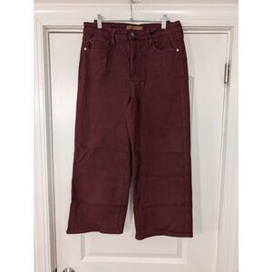 Judy Blue‎ Wide Leg Crop Jeans women's 11/30 brick red garment dyed